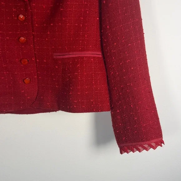 Simon Chang Red Tweed Blazer - Picture 5 of 8